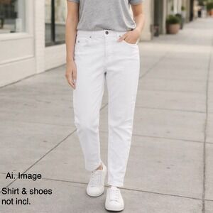 Eileen Fisher Organic Cotton White Jeans 14P made‎ in USA Minimalist Sustainable